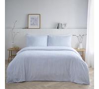 Portfolio Home Pencil Stripe Geometric Blue King Soft Easy Care Bed Linen Bedding Duvet Cover Quilt Set With Pillow Cases