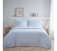 Portfolio Home Pencil Stripe Geometric Blue King Soft Easy Care Bed Linen Bedding Duvet Cover Quilt Set With Pillow Cases