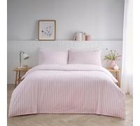 Portfolio Home Pencil Stripe Geometric Pink Single Soft Easy Care Bed Linen Bedding Duvet Cover Quilt Set With Pillow Cases