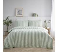 Portfolio Home Pencil Stripe Geometric Sage Green Single Soft Easy Care Bed Linen Bedding Duvet Cover Quilt Set With Pillow Cases