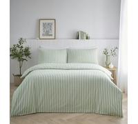 Portfolio Home Pencil Stripe Geometric Sage Green King Soft Easy Care Bed Linen Bedding Duvet Cover Quilt Set With Pillow Cases
