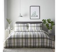 Portfolio Home Prague Checkered Check Green Single Soft Easy Care Bed Linen Bedding Duvet Cover Quilt Set With Pillow Case