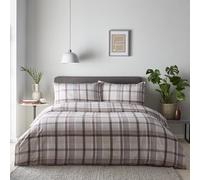 Portfolio Home Prague Check Checkered Duvet Cover Quilt Set with Pillowcase in Natural | Size: Super King Portfolio Home Natural Super King