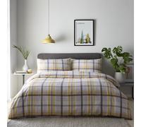 Portfolio Home Prague Checkered Check Ochre Super King Soft Easy Care Bed Linen Bedding Duvet Cover Quilt Set With Pillow Cases