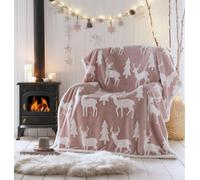 Portfolio Home Reindeer Pink Sherpa Fleece Throw 130X170Cm