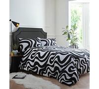 Portfolio Home Retro Waves Black Super King Duvet Cover Set Bedding Bed Set Bed Linen