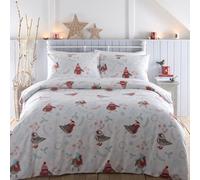 Portfolio Home Robins Birds Festive Multi Single Soft Easy Care Bed Linen Bedding Duvet Cover Quilt Set With Pillow Case