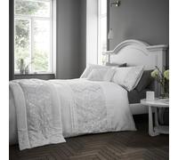 Portfolio Home Rouen Embellished Sequens Geometric White Double Soft Easy Care Bed Linen Bedding Duvet Cover Quilt Set With Pillow Cases