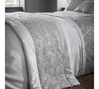 Portfolio Home Rouen Embellished Sequins Silver Rectangular 50 X 220Cm Quilted Bed Runner Bedding Decor, Silver