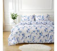Portfolio Home Sakura Blossom Floral Blue Single Soft Easy Care Bed Linen Bedding Duvet Cover Quilt Set With Pillow Case