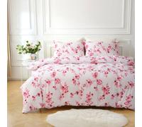 Portfolio Home Sakura Blossom Floral Pink Single Soft Easy Care Bed Linen Bedding Duvet Cover Quilt Set With Pillow Case