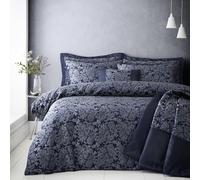Portfolio Home Sandringham Damask Navy Double Soft Easy Care Bed Linen Bedding Duvet Cover Quilt Set With Pillow Cases