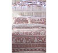 Portfolio Home Scandi Brushed Cotton Duvet Cover Set - Pink - Double