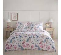 Portfolio Home Selene Floral Birds Blue Pink Super King Soft Easy Care Bed Linen Bedding Duvet Cover Quilt Set With Pillow Cases