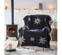 Portfolio Home Snowflake Sherpa Fleece Throw 130x170cm - Grey