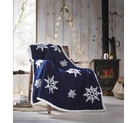 Portfolio Home Snowflake Sherpa Fleece Throw 130x170cm in Blue | Size: 130 cm x 170 cm Portfolio Home Blue 130 cm x 170 cm
