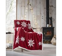 Portfolio Home Snowflake Sherpa Fleece Throw 130x170cm in Red | Size: 130 cm x 170 cm Portfolio Home Red 130 cm x 170 cm
