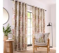 Portfolio Home Springfield Leaf Fully Lined Eyelet Curtain Set in Natural | Size: 168 cm width x 137 cm drop Portfolio Home Natural 168 cm width x 137 cm drop