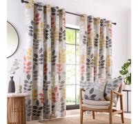 Springfield Leaf Fully Lined Eyelet Curtain Set Portfolio Home Grey 117cm width x 137cm drop