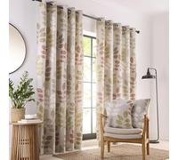 Portfolio Home Springfield Leaf Fully Lined Eyelet Curtain Set in Natural | Size: 168 cm width x 137 cm drop Portfolio Home Natural 168 cm width x 137 cm drop