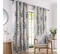Portfolio Home Springfield Leaf Teal 46" Width x 54" Drop (117 x 137cm) Fully Lined Eyelet Curtain Set 2 Panels