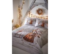 Twilight Santa Christmas Duvet Cover and Pillowcase Set, Beige, Single
