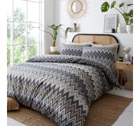 Portfolio Home Tyler Zig Zag Bedding Duvet Cover Quilt Set with Pillowcase in Grey | Size: Super King Portfolio Home Grey Super King