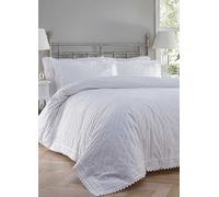 Portfolio Home White Broderie Anglaise Duvet Cover and Pillowcase Set White