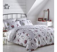 Portfolio Home Winter Snowy Penguins Print Reversible Duvet Cover Set, Multi, Super King