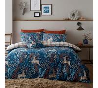 Happy Linen Company Winter Stags Blue King Reversible Duvet Cover Bedding Set