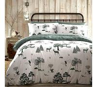 Portfolio Home Winter Toile Print Reversible Duvet Cover Set, Green, King