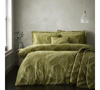 Portfolio Home Woburn Botanical Leaf Olive Super King Soft Easy Care Duvet Cover Set with Pillow Cases - 3 Piece Bed Linen Set