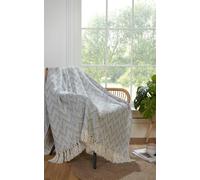 Portfolio Home Chester Zig Zag Geometric Grey Throw Over Blanket With Tassels Soft Cosy Sofa Chair Bed 228 X 250 Cm, Grey