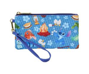 Portfolio Loungefly Disney Stitch Camping Cuties zipper wrislet Bleu 20x10,6 cm
