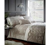 Portfolio Murray Velvet Soft Pattern Design Quilt Duvet Cover Bed Set, Polyester, Oyster, Super-King