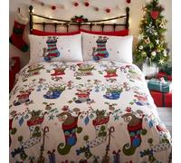 Portfolio Pets King Size Duvet Cover Reversible Christmas Bedding Set, Multicolour