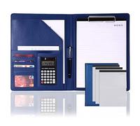 Portfolio,Portfolio Organizer, A4 PU Leather Padfolio Portfolio Interview Resume Folder Business Notepad Legal Document Organizer with Card Holder for Men and Women ts calculator(Blu,12 digits calcula