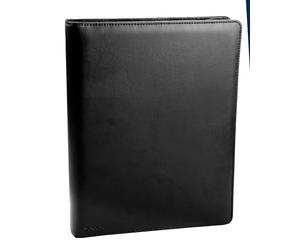 Portfolio Ringbinder A4 Black 2827 | Leather look writing case with calculator and pad for documents and notes
