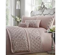 Portfolio Ritz Sequined Diamante Embellished Pink Double Duvet Cover Bed Set