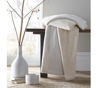 Portfolio Sherpa Faux Fur Beige Throw Blanket 130CM X 170CM Easy Care Natural Light Brown Super Soft Throws for Sofa or Bed Machine Washable Easy Care Tumble Dry Warm Couch Blanket