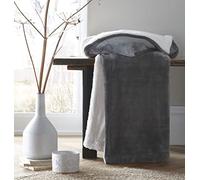 Portfolio Sherpa Faux Fur Throw Blanket Charcoal 130cm X 170cm Easy Care Dark Grey Super Soft Throws for Sofa or Bed Machine Washable Easy Care Tumble Dry Warm Couch Blanket
