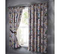 Portfolio Spaceman Eyelet Pair Lined Ring Curtains, Polyester, Grey, 66x72