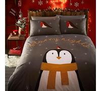 Portfolio Starry Nights Grey Single Duvet Cover Christmas Bed Set, Cotton polyester