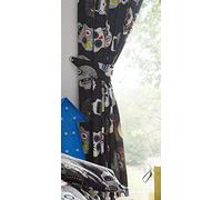 Portfolio Sugar Skulls Pencil Pleat Lined Curtains-Black, Fabric, 167 x 183 cm, 12398352