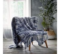 Portfolio Throwover Throw Blanket Knitted Sofa/Bed Accessory, Blue, 130x152cm