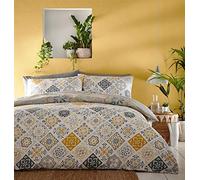 Portfollio Morocco Ochre Duvet Cover Reversible Bed Set, Super King Size, Polycotton