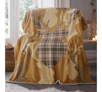 Portfollio Tartan Stag Mustard Throwover 130x170cm