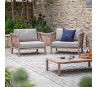 Porthallow Outdoor Armchair and Table Set Natural Acacia Wood