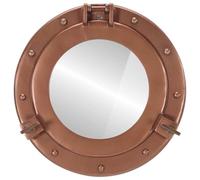 Porthole Mirror Wall Mounted Diameter 30 cm Aluminium and Glass Copper Brown with Mounting Material Flat Frame for Bathroom Mirror Make-Up Decoration Living Room Hallway Bedroom