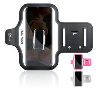 PORTHOLIC Running Armband with Large Reflective Strips, for iPhone 16/15 Pro Max 11 Plus XR,Galaxy S25/S24 Ultra Water Resistant Sports Phone Case with Extension Strap, Key Card Slot, Earphone Holder